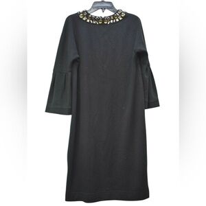 VINCE black knit wool dress jeweled neckline XS sophistication Jackie O look